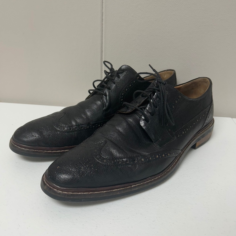 Cole Haan Wingtip Oxford Mens 11M Black Pebbled Leather Brogue C24112